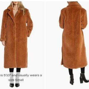 Juicy Couture Women's Brown Teddy Faux-Fur Trench Coat Size S